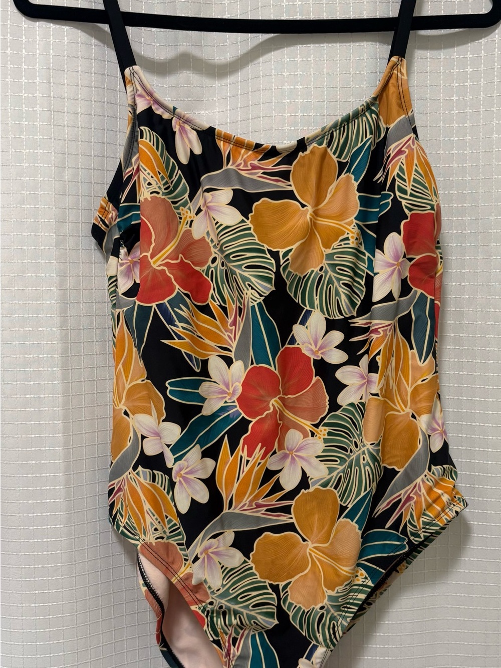 Hurley Women Floral One-Piece Swimsuit in Black with Tropical Print